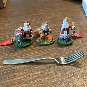 Santa Christmas Ornaments. (3) Resin 2 1/2” NWT Cape Shore
